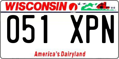 WI license plate 051XPN