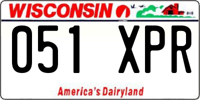 WI license plate 051XPR