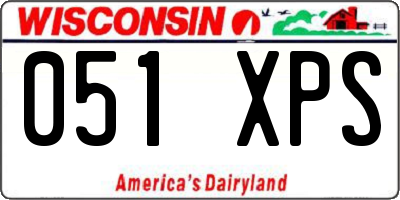 WI license plate 051XPS