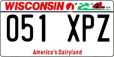 WI license plate 051XPZ