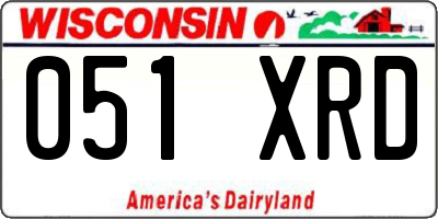 WI license plate 051XRD