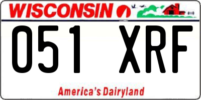 WI license plate 051XRF