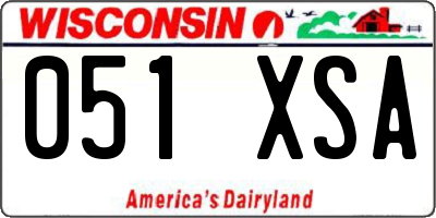 WI license plate 051XSA