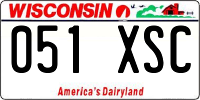 WI license plate 051XSC