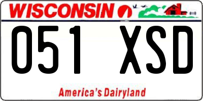 WI license plate 051XSD