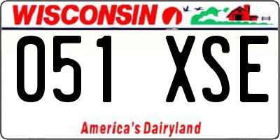 WI license plate 051XSE