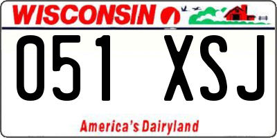 WI license plate 051XSJ