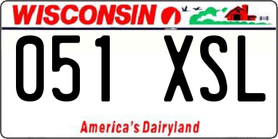WI license plate 051XSL