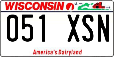 WI license plate 051XSN