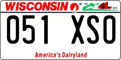 WI license plate 051XSO