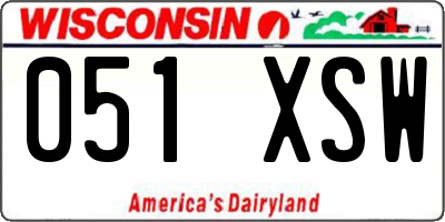 WI license plate 051XSW