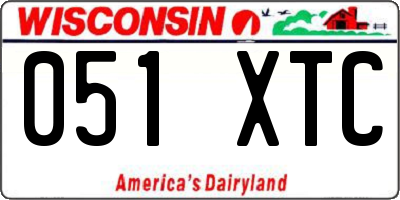 WI license plate 051XTC