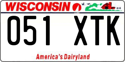 WI license plate 051XTK