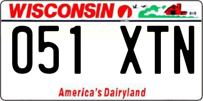 WI license plate 051XTN