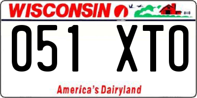 WI license plate 051XTO