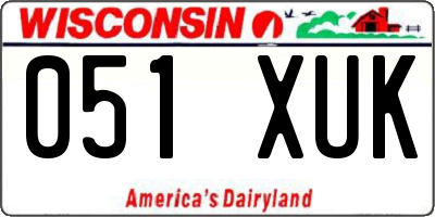 WI license plate 051XUK
