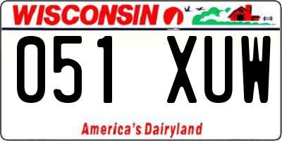 WI license plate 051XUW