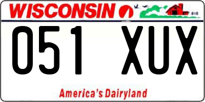 WI license plate 051XUX