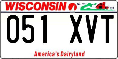 WI license plate 051XVT