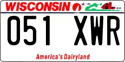 WI license plate 051XWR