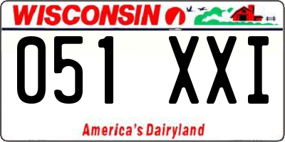 WI license plate 051XXI