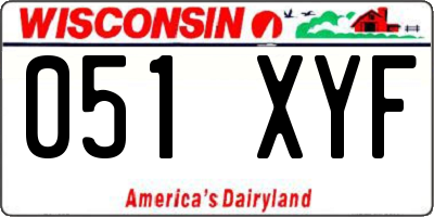 WI license plate 051XYF