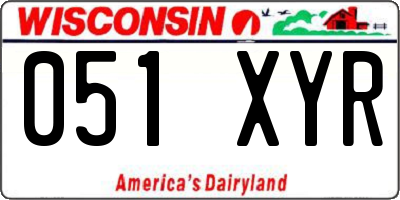 WI license plate 051XYR