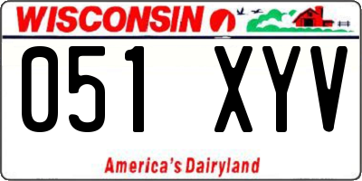 WI license plate 051XYV