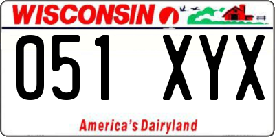 WI license plate 051XYX