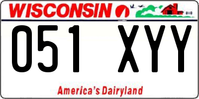 WI license plate 051XYY