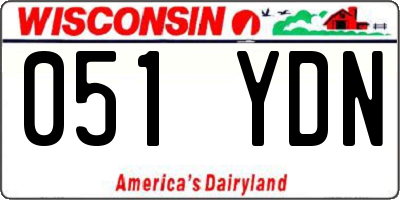 WI license plate 051YDN