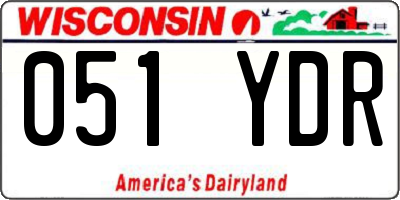 WI license plate 051YDR