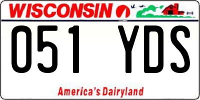 WI license plate 051YDS