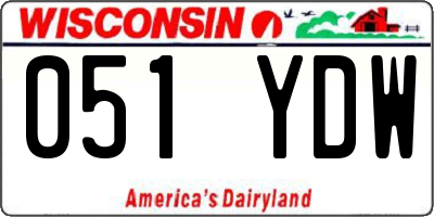WI license plate 051YDW