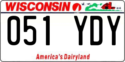 WI license plate 051YDY