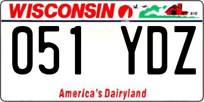 WI license plate 051YDZ