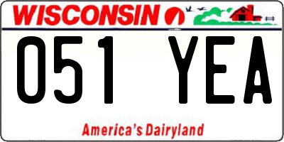 WI license plate 051YEA