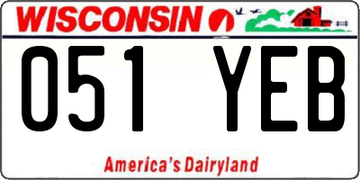 WI license plate 051YEB