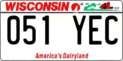 WI license plate 051YEC