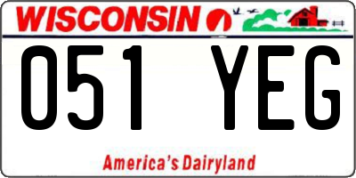 WI license plate 051YEG