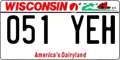 WI license plate 051YEH