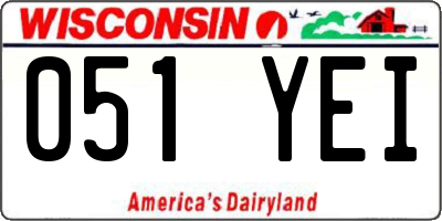 WI license plate 051YEI