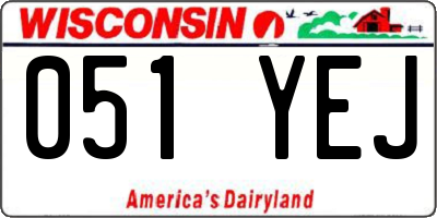 WI license plate 051YEJ