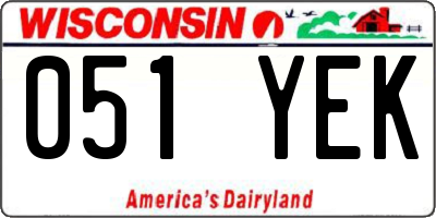 WI license plate 051YEK