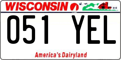 WI license plate 051YEL