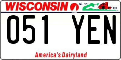 WI license plate 051YEN