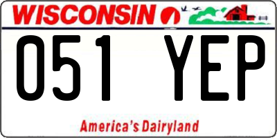 WI license plate 051YEP