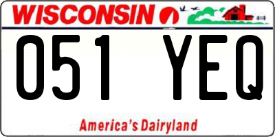 WI license plate 051YEQ