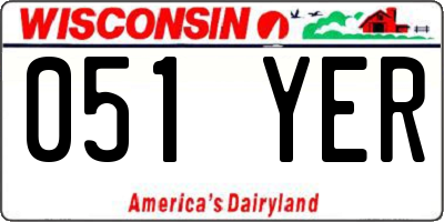 WI license plate 051YER