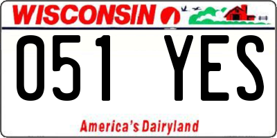 WI license plate 051YES